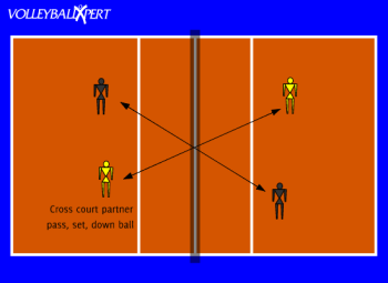 Volleyball Pepper Drill: Cross-Court Pepper